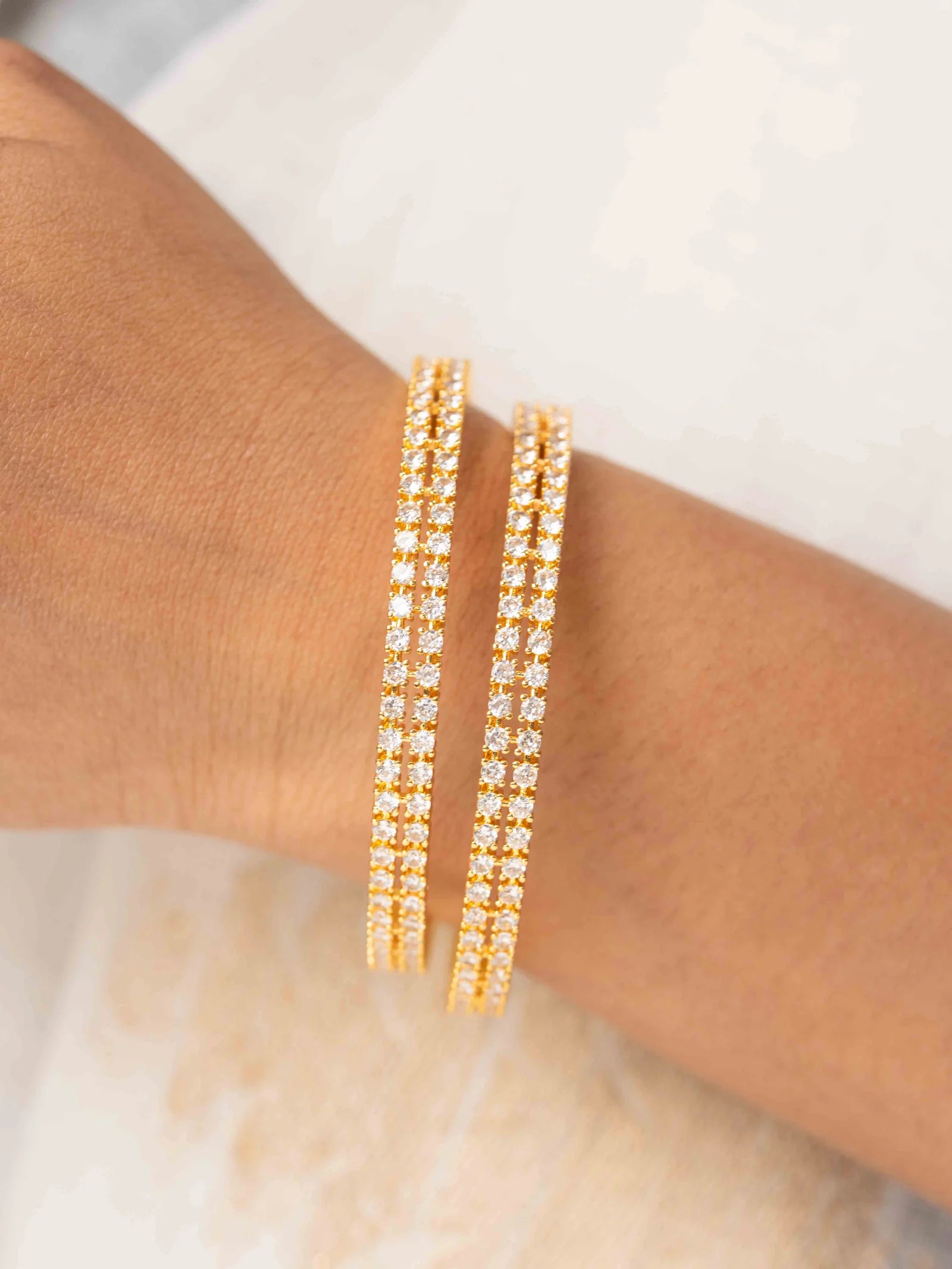 Zudvi Premium Crystal Studded Bangles Set for Women (2 Pcs)