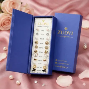12 Month Combo Stud Earrings Set for Women