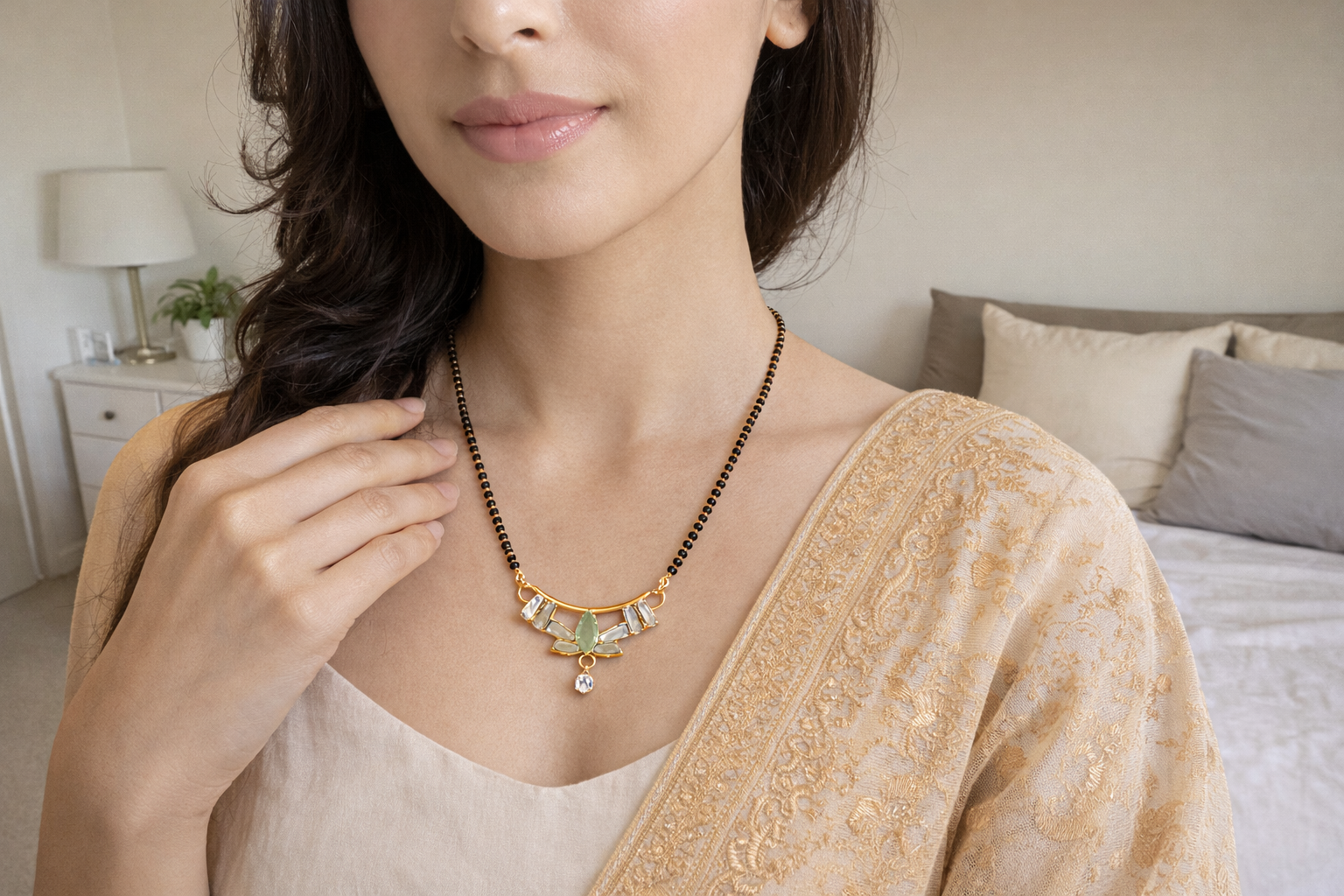 Classic Green Stone Mangalsutra 12